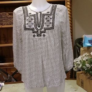 Lucky Brand embroidered Boho top NWOT